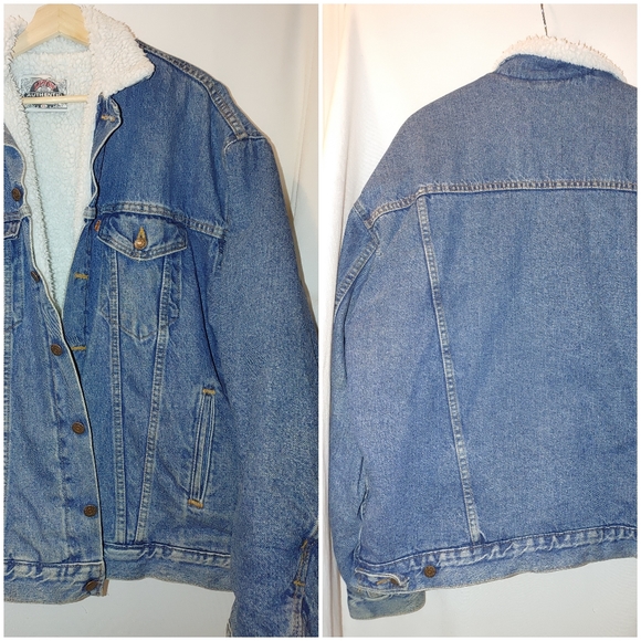 Levi's Vintage Denim Sherpa Trucker Jacket Orange Tab 527